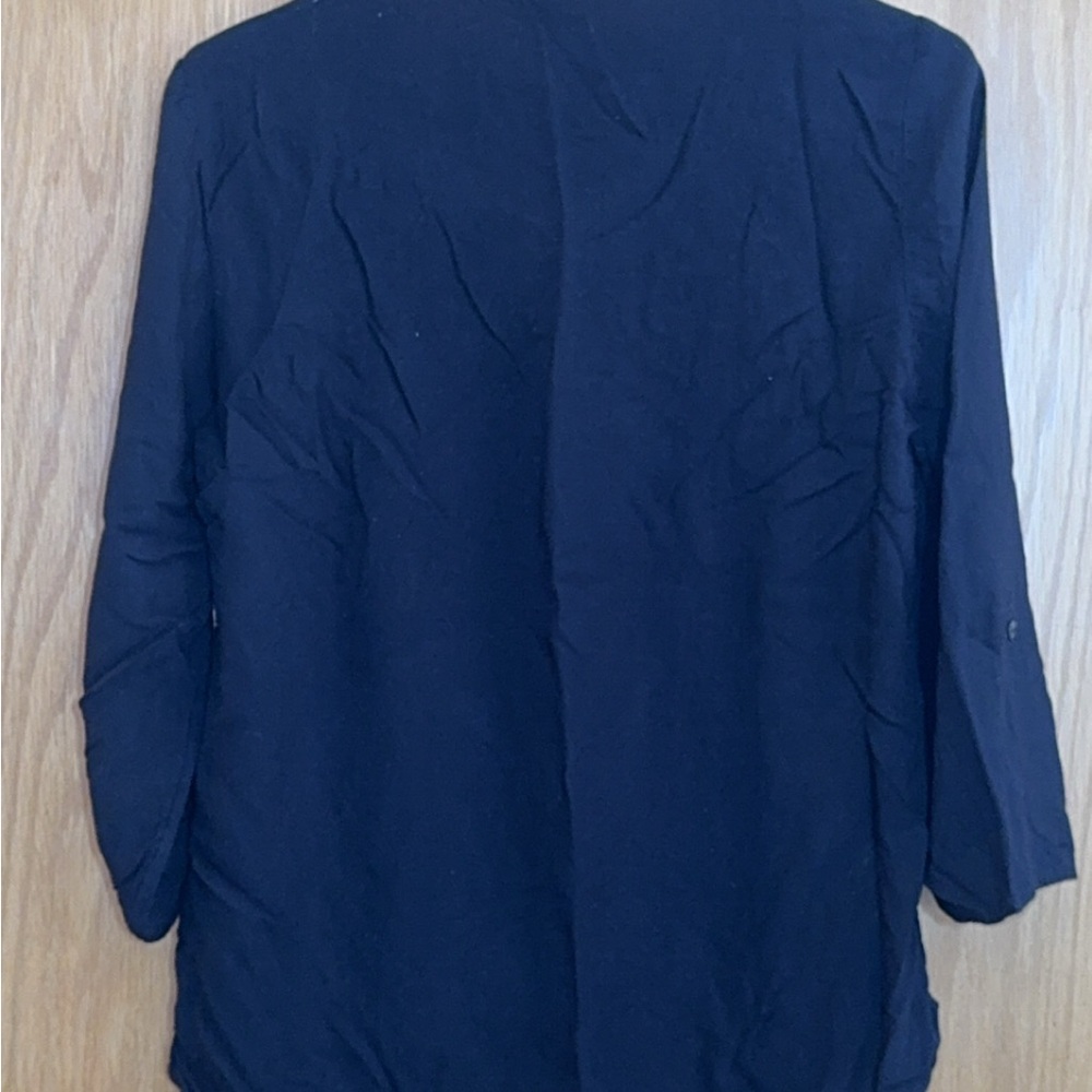 Faded Glory Blue Embellished 3/4 Sleeve Blouse - Picture 3 of 3